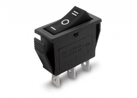Producto - LLAVE TECLA RECTANGULAR 3P NEGRA ON-OF-ON 15A 250V