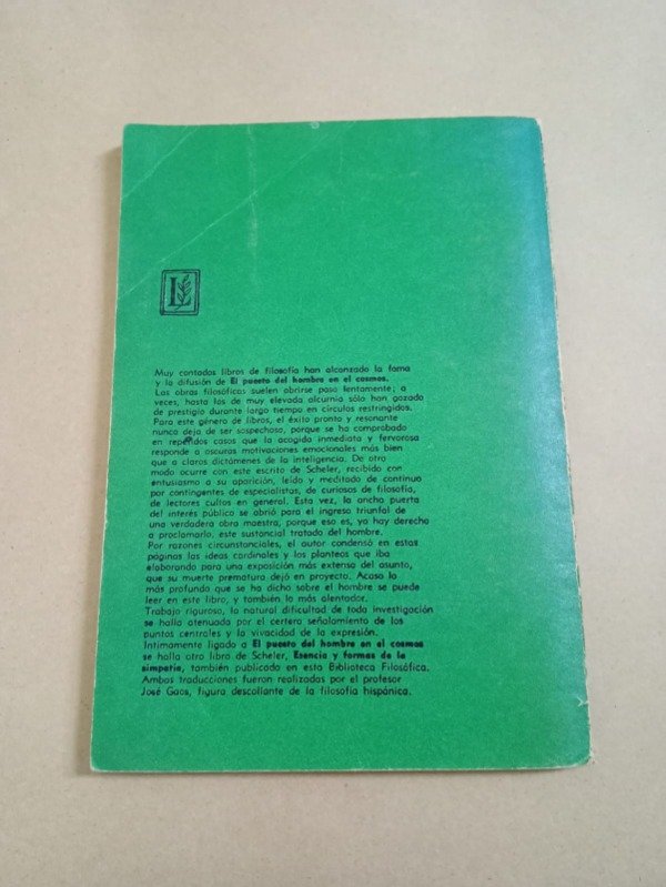 Producto - El puesto del hombre en el cosmos - Max Scheler - Losada 1979 - 1