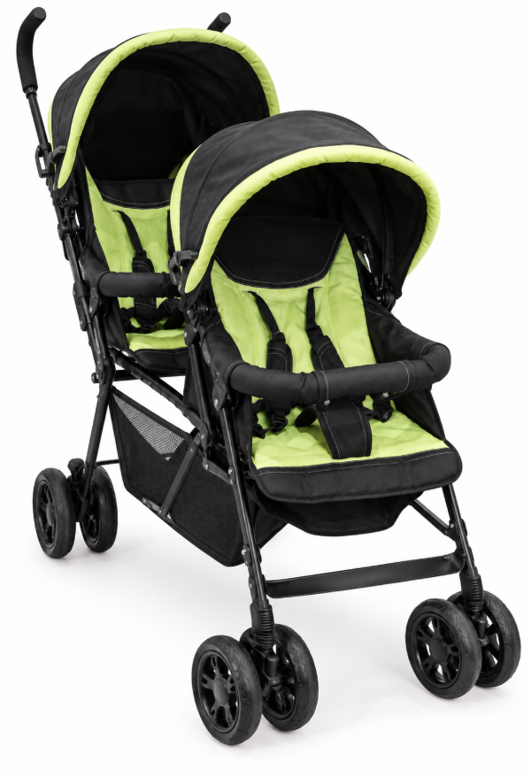 Producto - Cochecito doble para bebé verde y negro - 1
