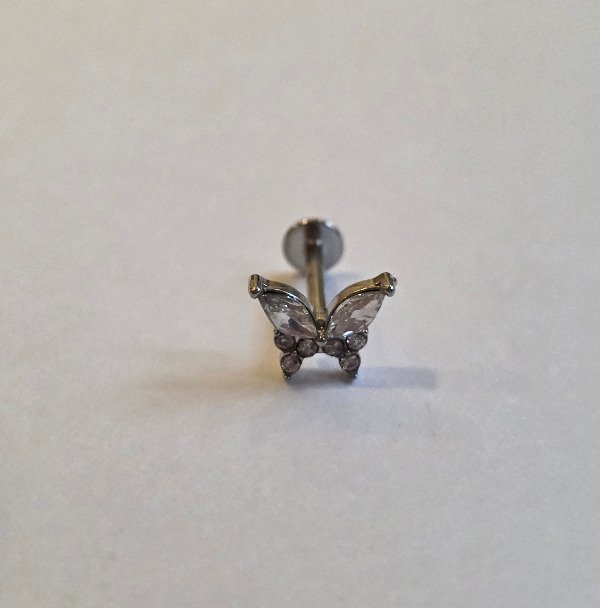 Producto - Labret mariposa strass blanco