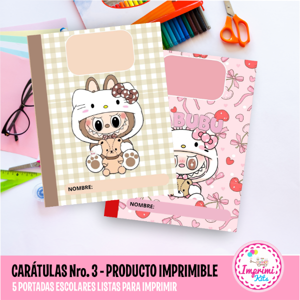 Producto - Carátulas Labubu Imprimibles Carpeta Nro. 3 Separadores Escolares 2