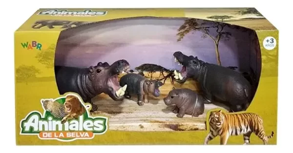 Producto - SET HIPOPÓTAMOS X4 - ANIMALES DE LA SELVA / WABRO