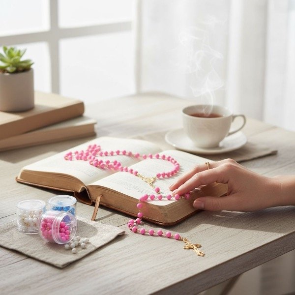 Producto - ROSARIOS DE COLORES Y DETALLES DORADOS EN CAJA