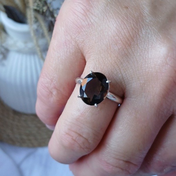 Producto - Anillo Plata 925 cuarzo ahumado - Talle 19