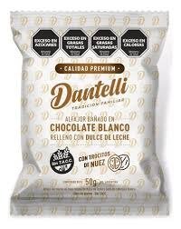 Producto - ALFAJOR DANTELLI CHOCO BLANCO DDLECHE Y TROCITOS DE NUEZ X 50G UNIDAD