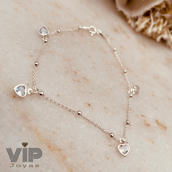 Producto - Pulsera Forcet Corazones Plata 925