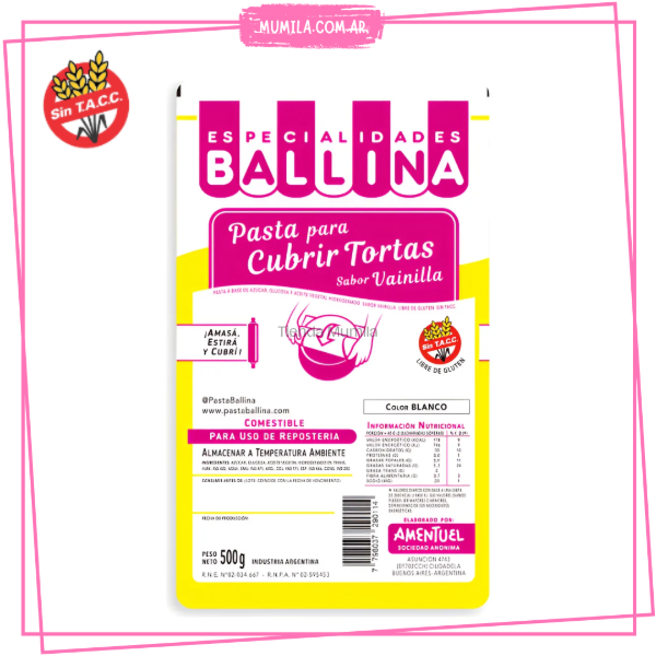 Producto - Pasta Ballina Blanca x500gr Pasta para cubrir tortas