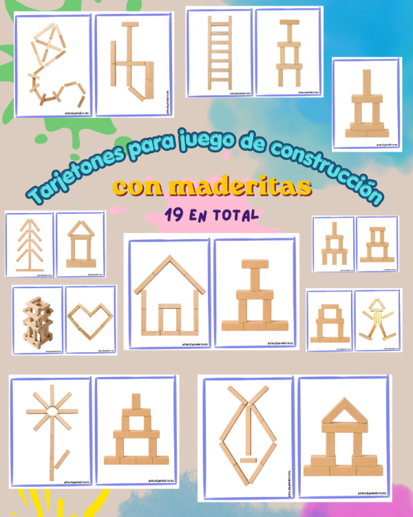 Producto - Tarjetones para juego de construcción con maderitas