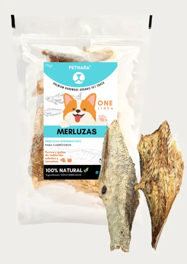 Producto - Merluzas deshidratadas 75gr para perros y gatos