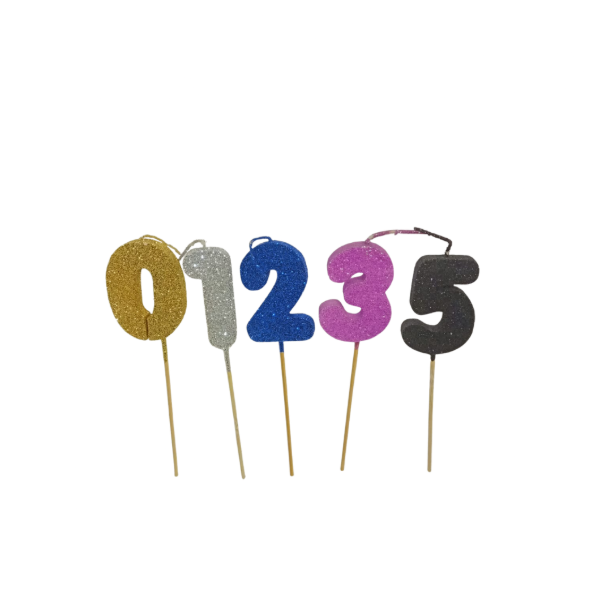 Producto - Número vela telgopor con glitter 7cm - 0