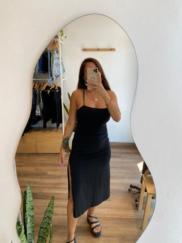 Producto - Vestido negro largo de algodon talle M