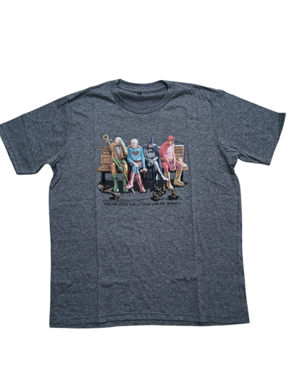 Producto - REMERA LIGA DE LA JUSTICIA RETRO  GRIS