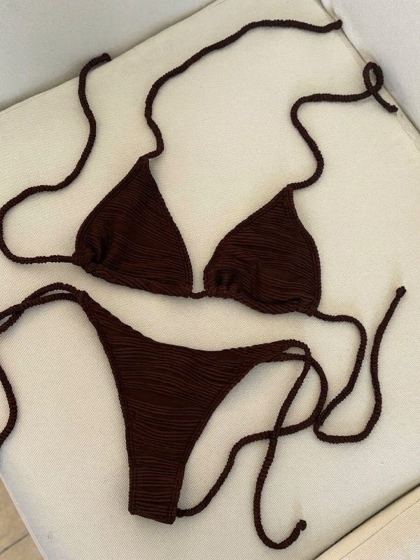 Producto - Bikini texturada marrones con tiras