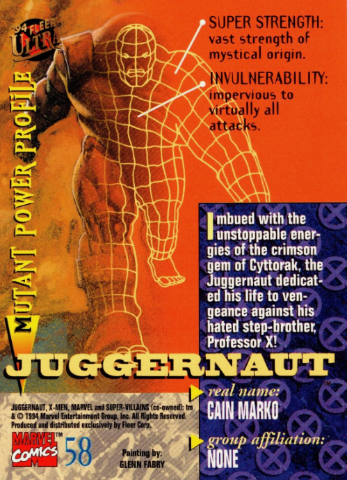Producto - 1994 Fleer Ultra X-Men #58 - Juggernaut - 1