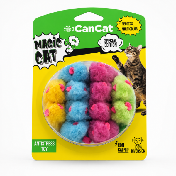 Producto - Pelotas Multicolor x12 con Catnip