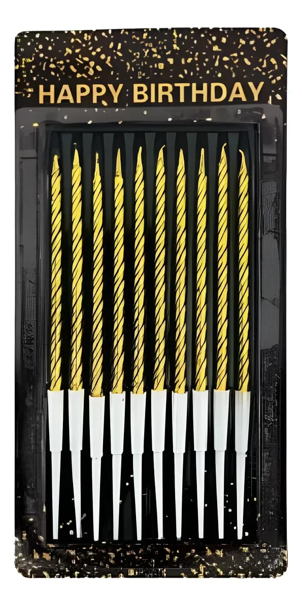 Producto - VELA METALIZADA TORNEADA 13CM 10PCS DORADA