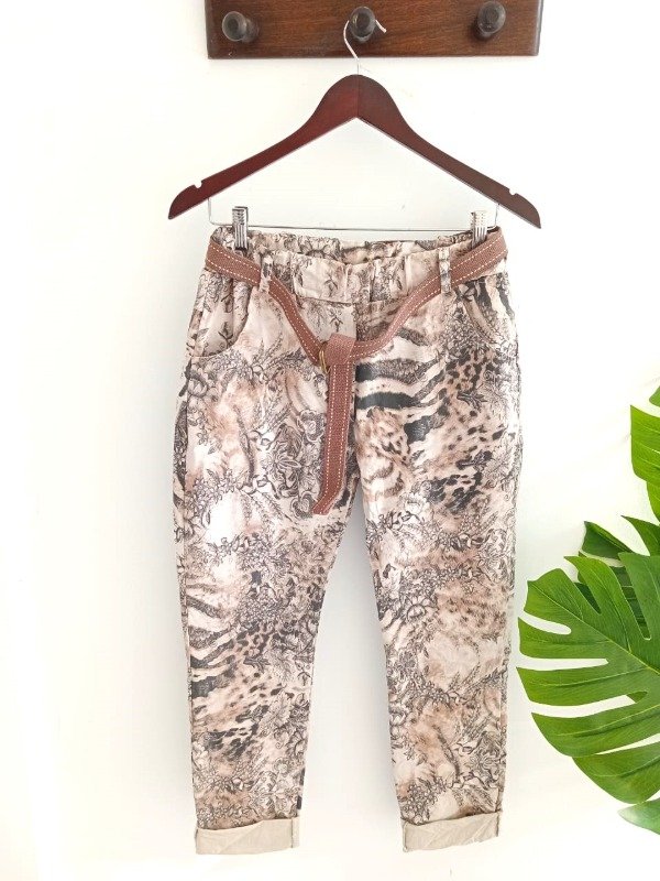 Producto - Babucha italiana animal print  beige con cinto