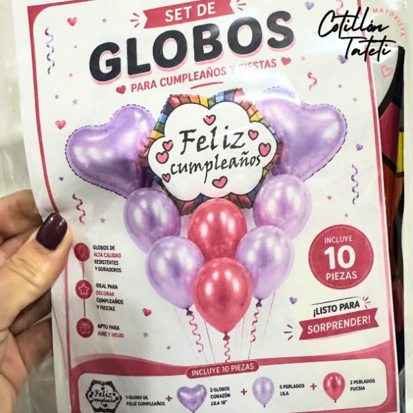 Producto - SET GLOBO - FELIZ CUMPLE NUBE LILA
