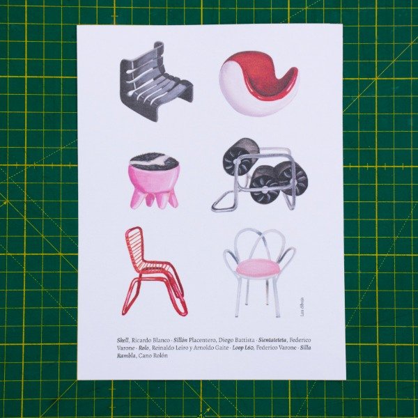Producto - Print ilustrado sillas rojas - 20 Sillas de Diseño Argentino