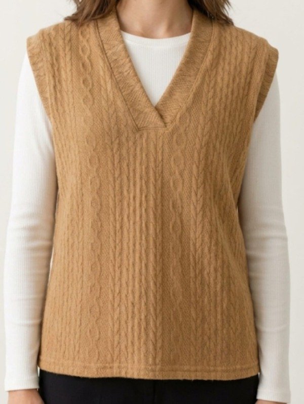 Producto - Chaleco Cuello V Tejido "Cable" (Art. 5652) - 0