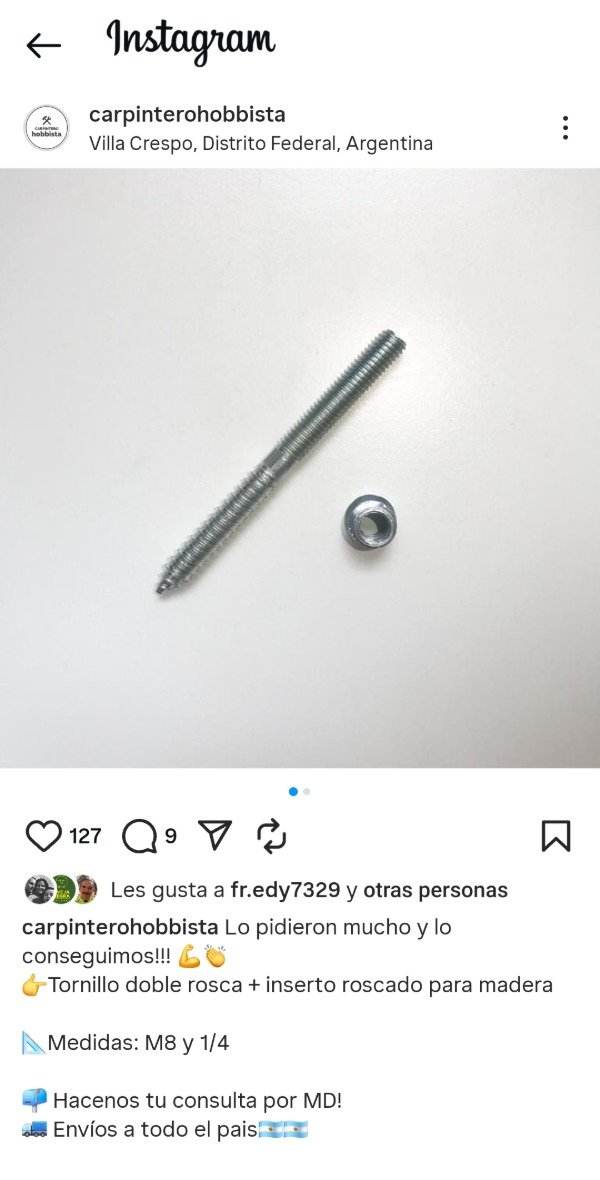 Producto - Tornillo birosca 1/4"