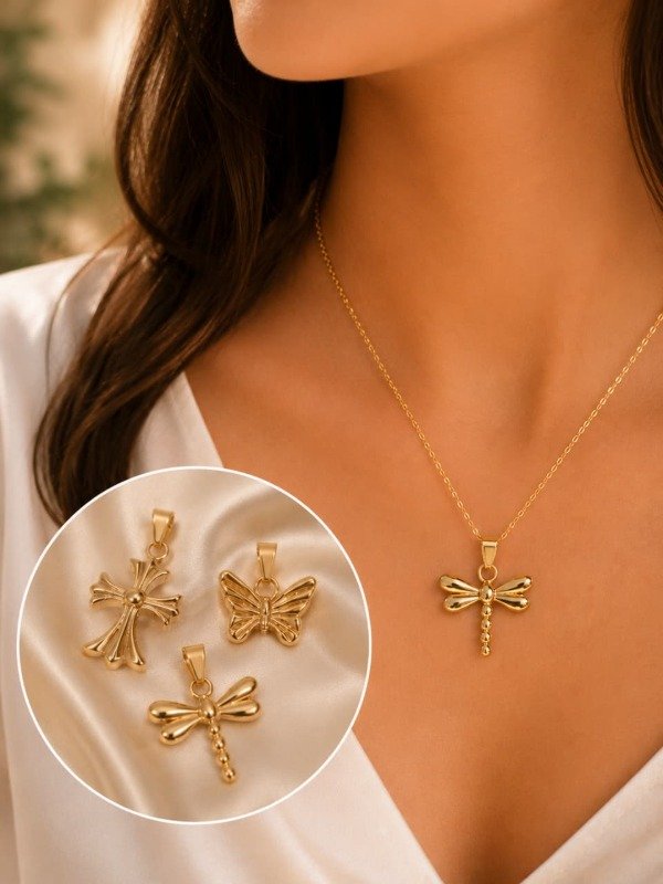 Producto - Collares dijes inflamado dorados.