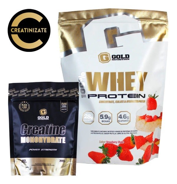 Producto - Combo Creatina + Proteina Gold Nutrition Frutilla MAXIMA PUREZA