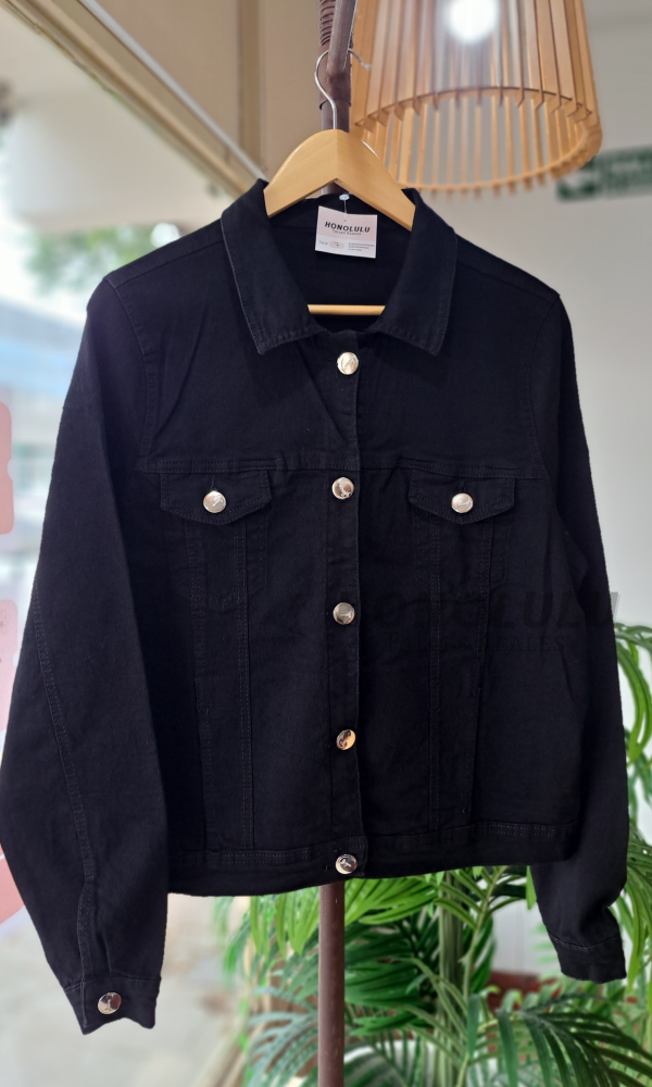 Producto - Campera Elastizada de Jean Negro - 0