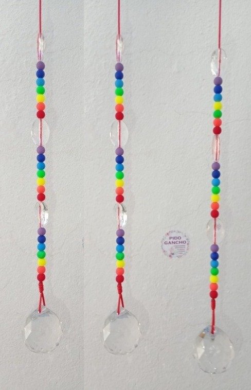 Producto - 3 atrapasoles "armonía" 7 chakras con esfera de cristal de 3 cm