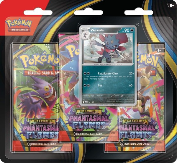 Producto - Mega Evolution: Phantasmal Flames 3-Pack Blister Weavile