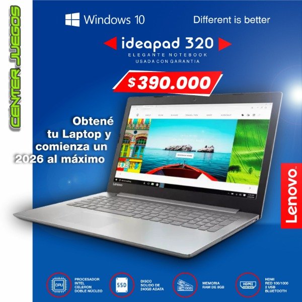 Producto - NOTEBOOK LENOVO IDEPAD 320 CELERON DOBLE NUCLEO SSD240 8GB RAM