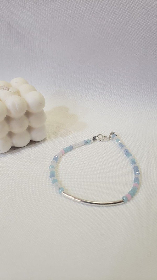 Producto - Pulsera piedras celeste plata