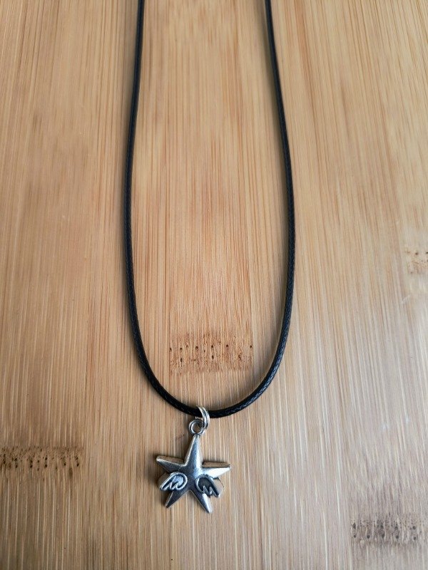 Producto - Collar tira negra estrella con alas