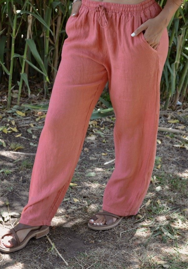 Producto - Pantalón 100 Lino Salmón