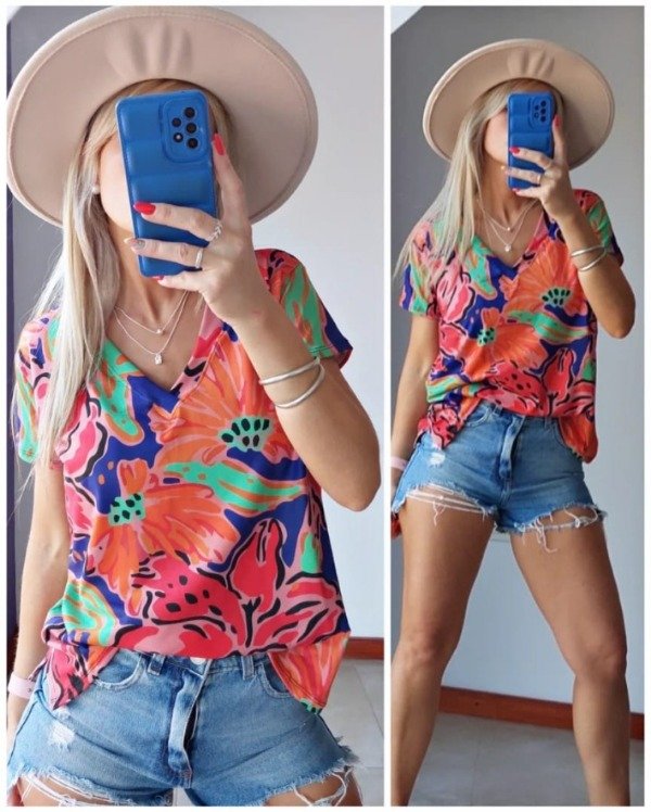 Producto - EXCLUSIVO ONLINE - Remera Vicky TROPICAL COBALT