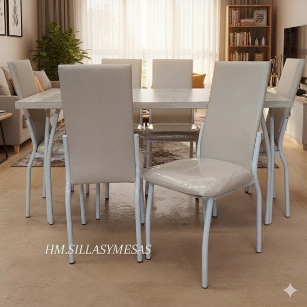 Producto - Mesa Cerdeña base pintada. Sillas Sevilla TAPIZADO PREMIUM y caño pintado