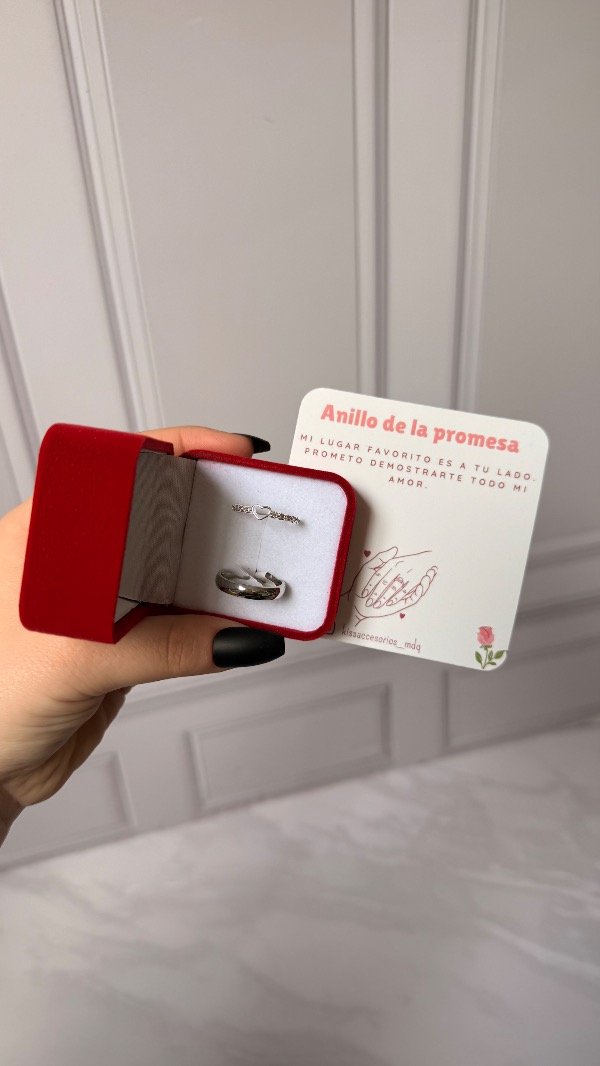 Producto - Caja de anillos de la promesa - Alianza + anillo corazón calado con cubics - 0