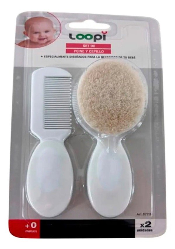 Producto - Set Peine Y Cepillo Cerdas Naturales Para Bebes Loopi
