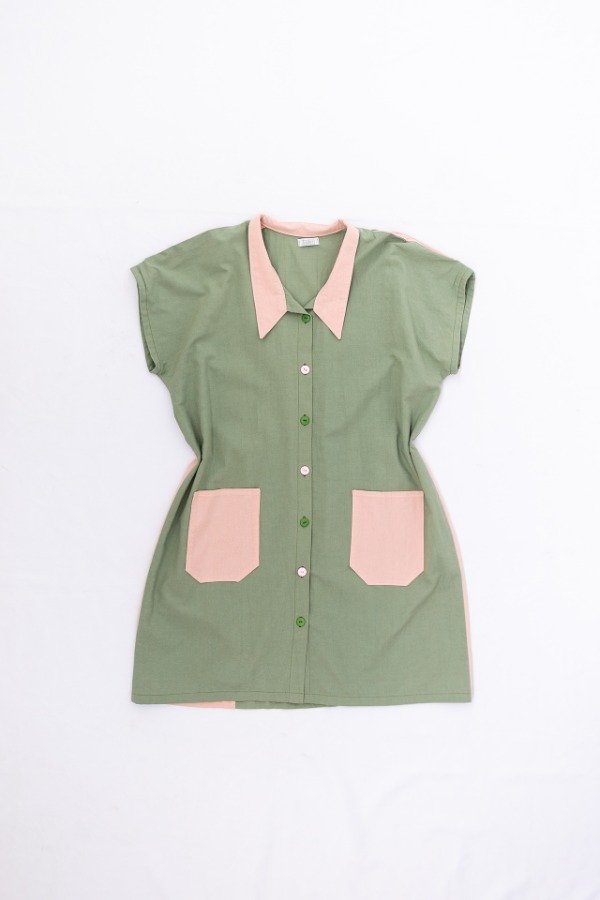 Producto - Camisa Overzise Alba - verde y rosa