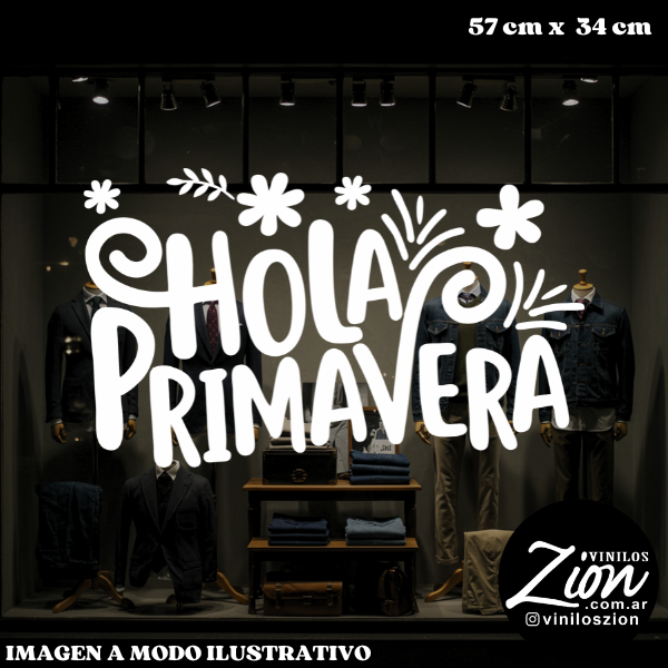 Producto - Vinilo Para Local hola Primavera con adornos
