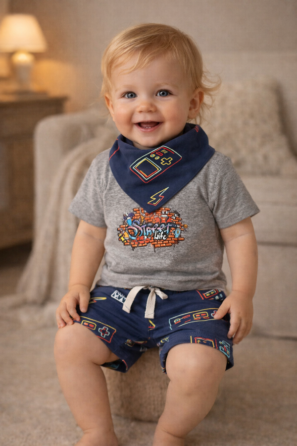 Producto - Short azul gamer con bolsillos