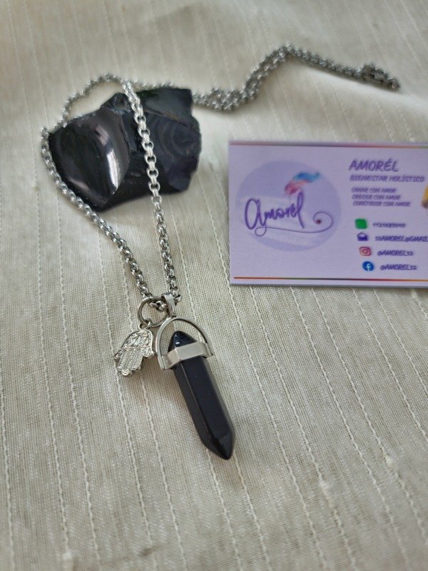 Producto - Collar Péndulo Bipolar Obsidiana negra