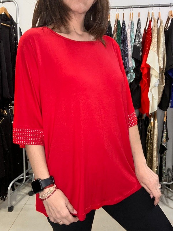 Producto - Remeras Lisas con Tachitas en Mangas 130 cm - Rojo