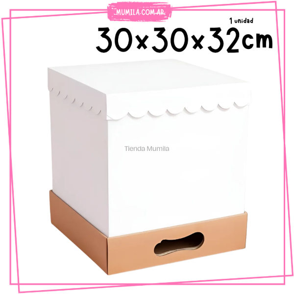 Producto - Caja Torta 30x30x32cm Blanca