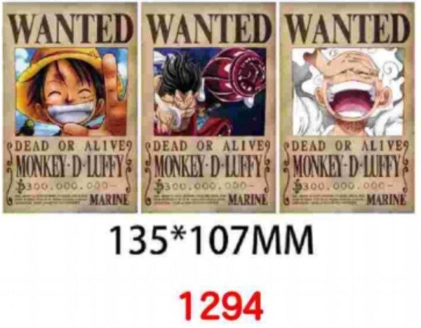 Producto - STICKER 3D ONE PIECE LUFFY WANTED 1
