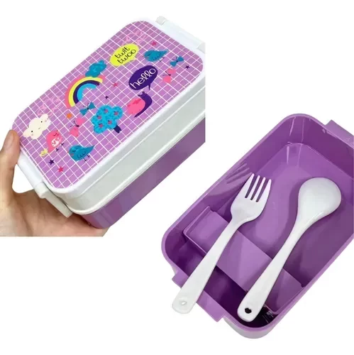 Producto - Lunchera doble piso con división y  cubiertos