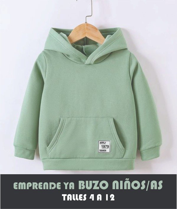 Producto - MOLDES BUZO CON CAPUCHA Y BOLSILLO UNISEX PARA NIÑOS/ AS
