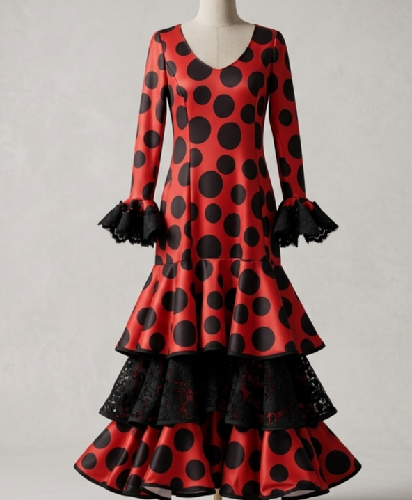 Producto - VESTIDO ROJO LUNARES NEGRO TM