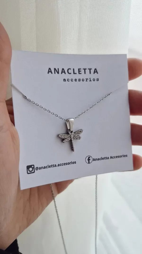Producto - Gargantilla libelula con strass blanco Aq