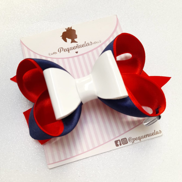 Producto - Moño Nataly Azul Marino, Rojo y Blanco